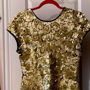 Morgan Taylor evening gold sequin party dress